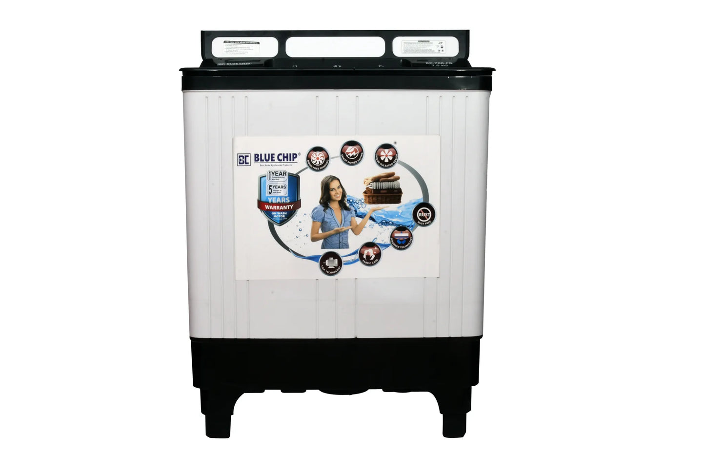 Bluechip AquaFresh Semi-Automatic Washing Machine (7kg/9kg) | Energy Efficient & Durable | Glass Top | Made for India