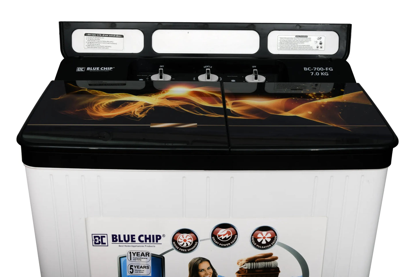 Bluechip AquaFresh Semi-Automatic Washing Machine (7kg/9kg) | Energy Efficient & Durable | Glass Top | Made for India