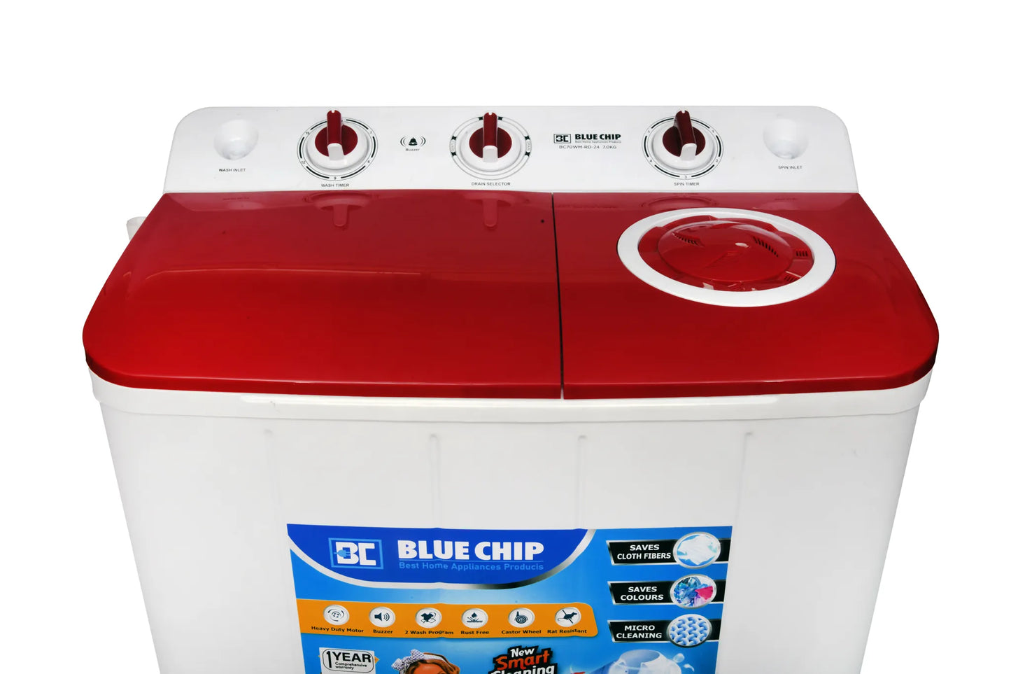 Bluechip AquaFresh Semi-Automatic Washing Machine (7kg/9kg) | Energy Efficient & Durable | Glass Top | Made for India