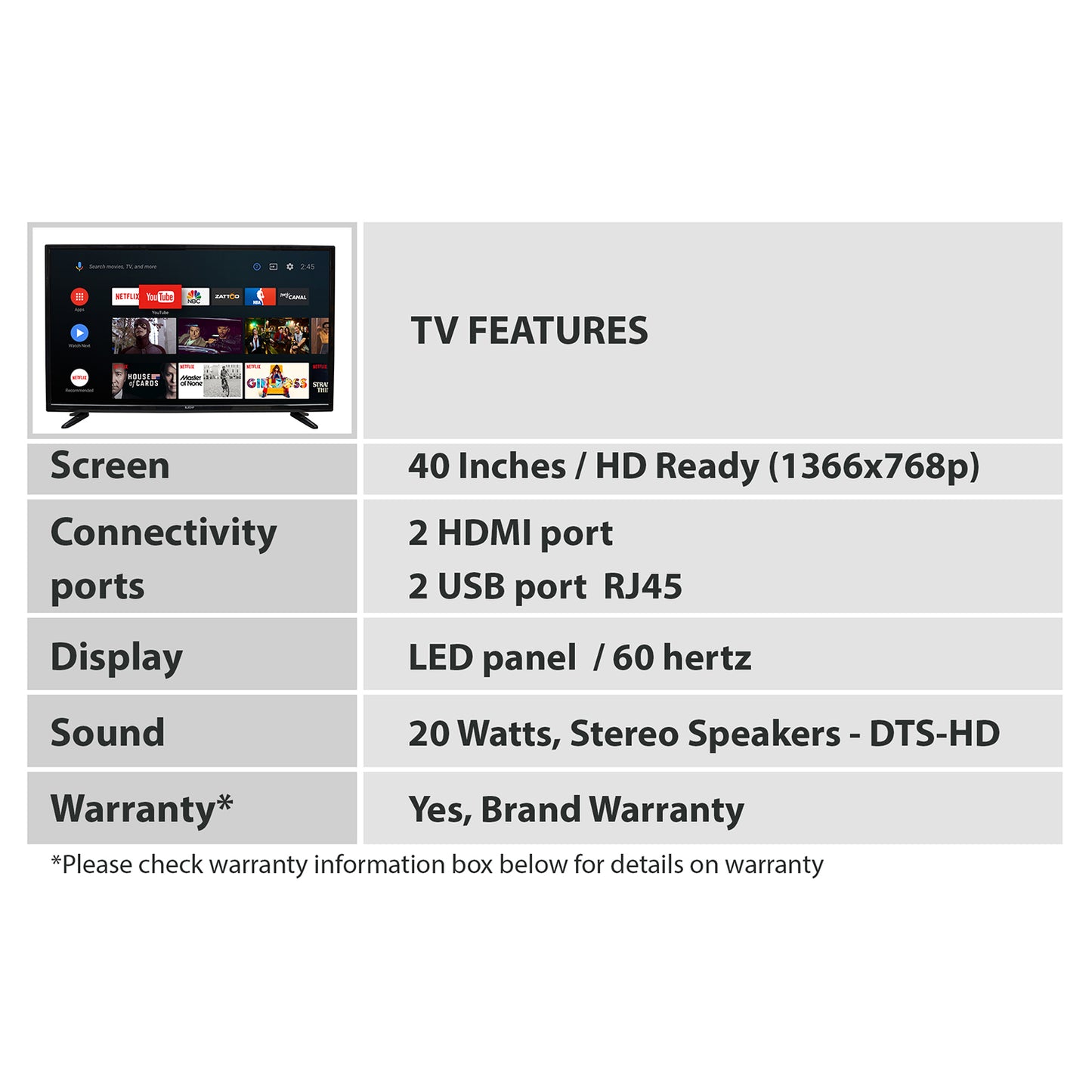 Bluechip CineView 98 cm (40 inch) Android LED TV