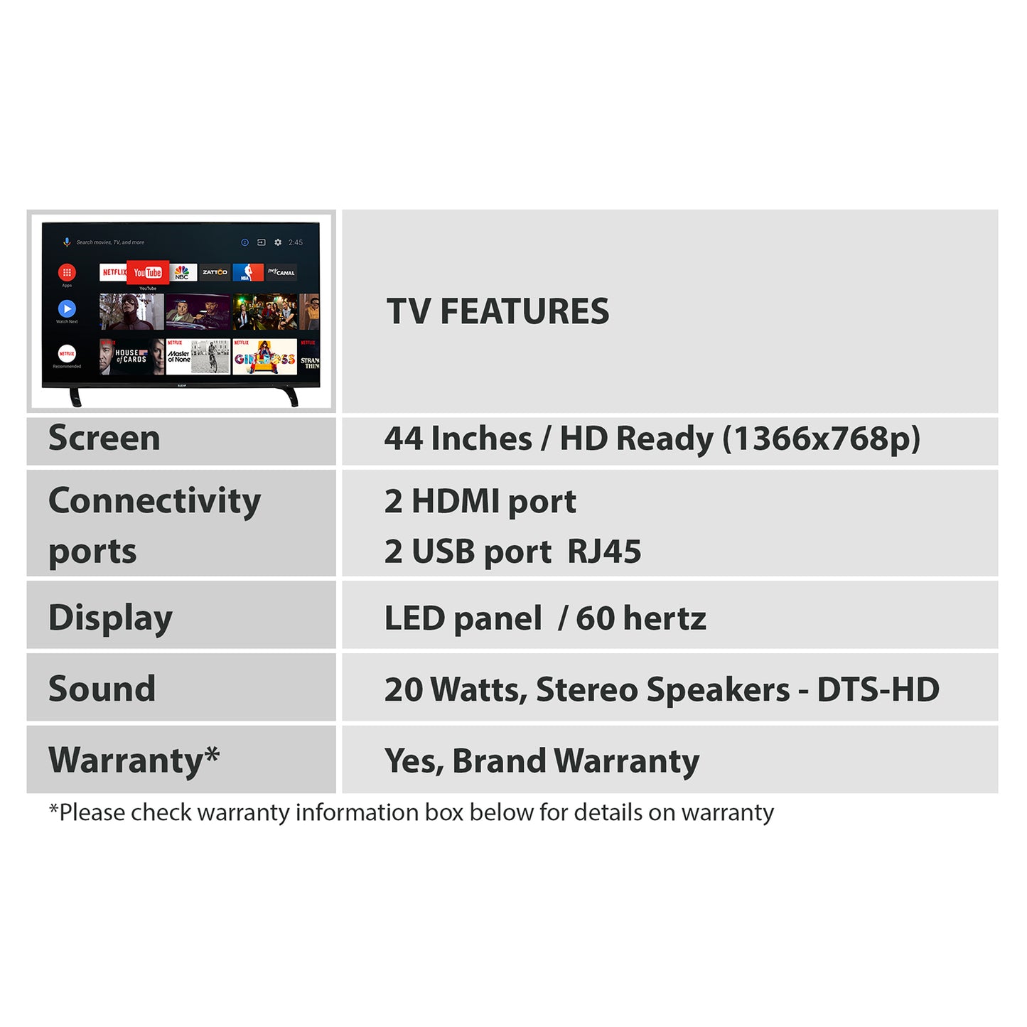 Bluechip UltraView 106 cm (43 inch) Android LED TV